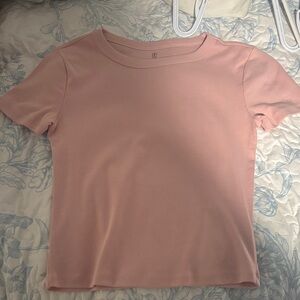 Women's Pink Short Sleeve Fitted Top